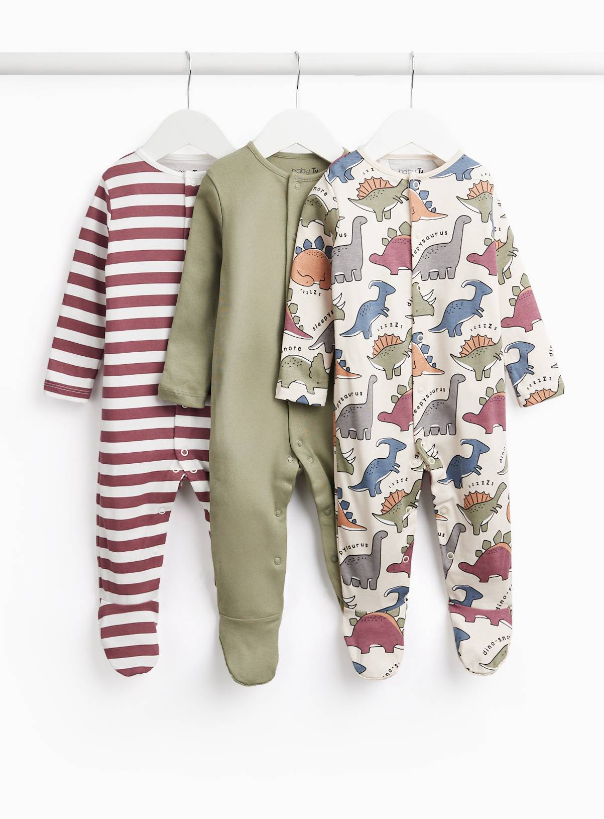 Dinosaur Sleepsuits 3-Pack 6-9 months - Image 1
